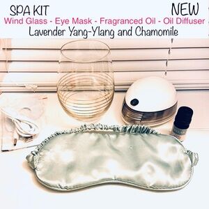 🍷 Spa Relax Kit Oil Defuser Fragrance Eye Mask Wine Glass Set 🛀
